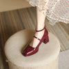 Women's Square Toe Leather Pumps (Black) | OWNLUXE