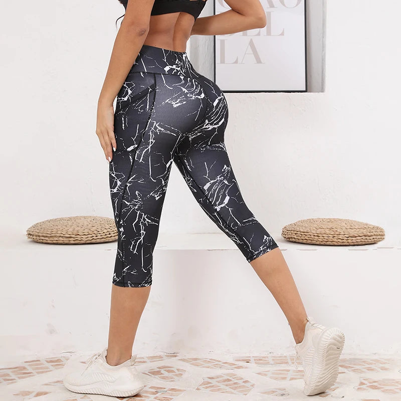 Women's High-Stretch Calf-Length Yoga Leggings with Utility Pockets