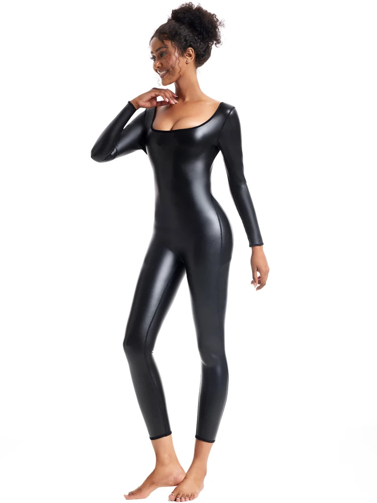 Faux Leather Wire-Free Bodysuit Shaper | OWNLUXE