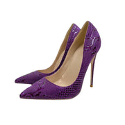 Purple Crocodile Embossed Stiletto Pumps – Pointed Toe Heels
