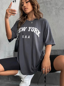 Plus Size Cotton Print Tee – Loose Fit Summer Top | T-shirt Imprimé en Coton Grande Taille – Haut Estival Coupe Ample