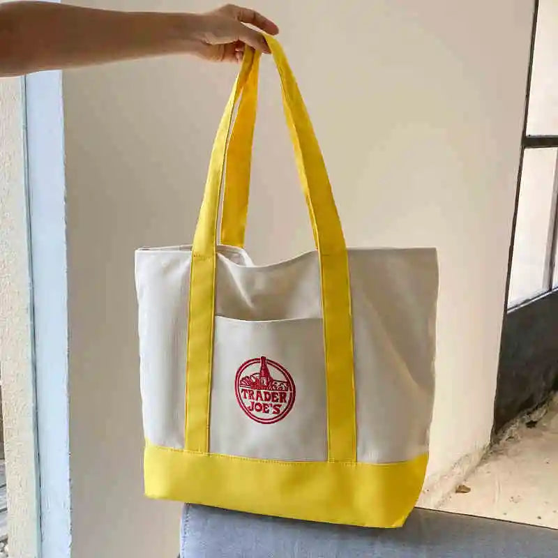 Spacious Canvas Embroidered Tote Bag | OWNLUXE