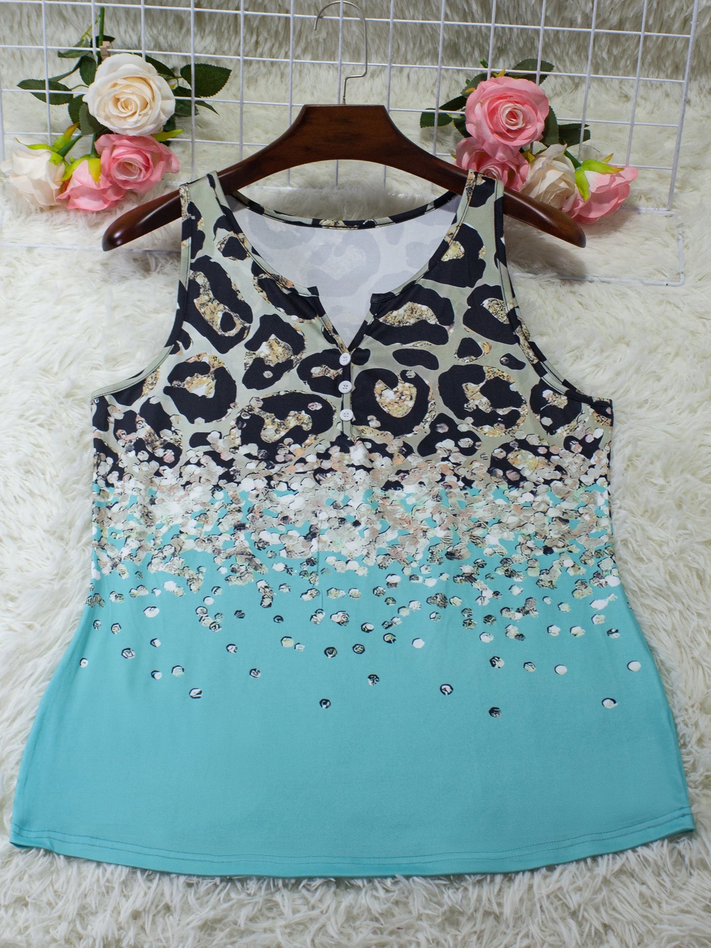 Plus Size Leopard Print Tank Top – Soft Stretch Knit 1XL–5XL