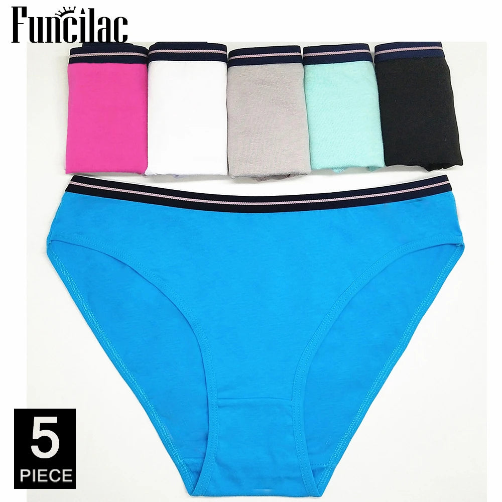 Women's Cotton Bikini Briefs 5-Pack | Striped Low-Rise Underwear | OWNLUXE