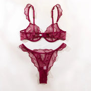 French Lace Floral Embroidery Bra & Brief Set | OWNLUXE