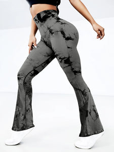 Flare Tie-Dye Yoga Pants with High Waist – Seamless & Stylish | Pantalon de yoga évasé tie-dye taille haute – Sans couture et tendance