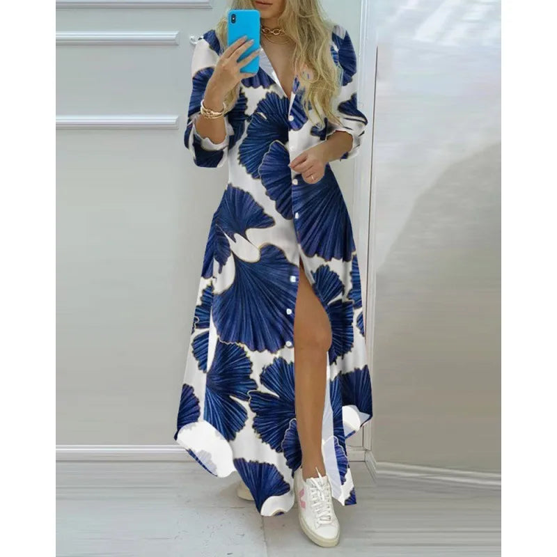 Bohemian Striped A-Line Knit Dress – Ankle-Length Elegance