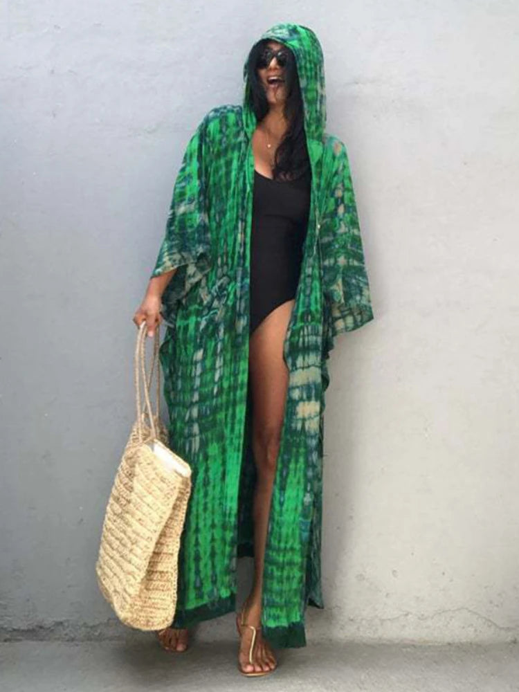 Women's Hooded Tie-Dye Swim Cover-Up | OWNLUXE