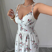 High-Waist Floral Print Bow Dress | OWNLUXE