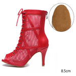 Load image into Gallery viewer, Mesh Zip Dance Ankle Boots – Cuban Heel Ballroom &amp; Latin
