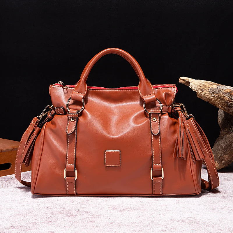Classic Fringed Bucket Handbag - Soft Vegan Leather | OWNLUXE