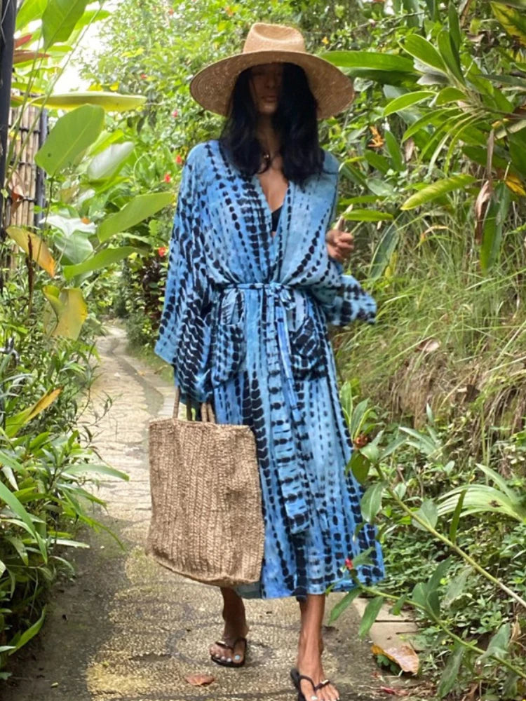 Tie-Dye Printed Boho Swim Cover-Up | OWNLUXE