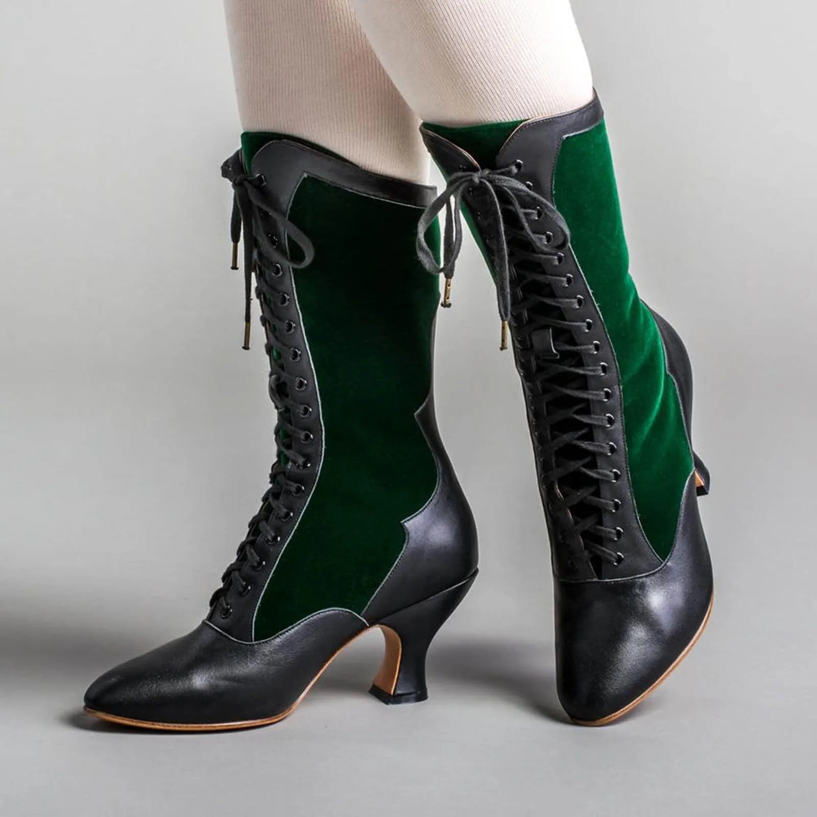 Sexy Canvas Motorcycle Boots – Ankle-Length Spike Heels with Fur & Animal Print