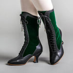 Load image into Gallery viewer, Sexy Canvas Motorcycle Boots – Ankle-Length Spike Heels with Fur &amp; Animal Print
