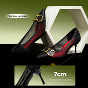 Pointed T‑Strap Heels – Sleek Canvas High Heel Pumps