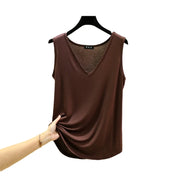 Vest V-Neck Sleeveless Relaxed-Fit Top | OWNLUXE