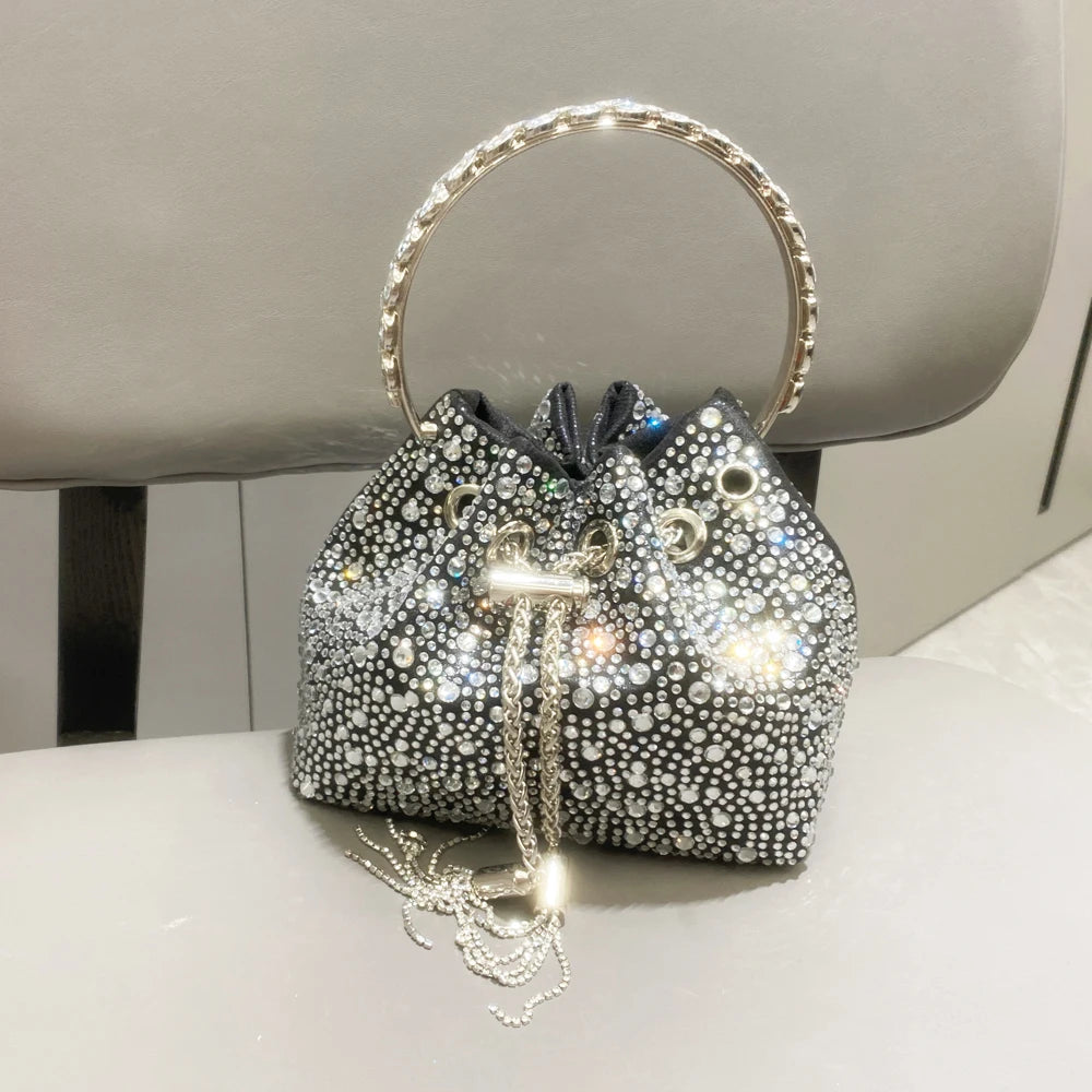 Crystal Bucket Evening Bag (Green Pink) | OWNLUXE