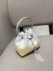 Crystal Bucket Evening Bag (Green Pink) | OWNLUXE