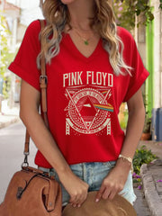 Pink V-Neck Short-Sleeve Blouse | OWNLUXE