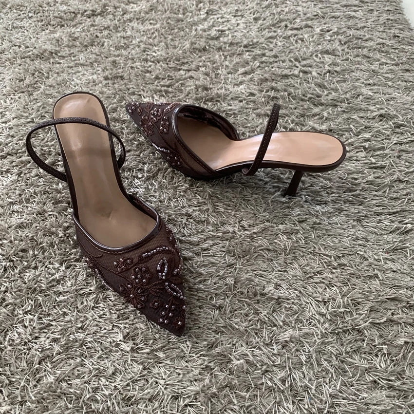 Women's Pointed Toe Mesh Heels | OWNLUXE