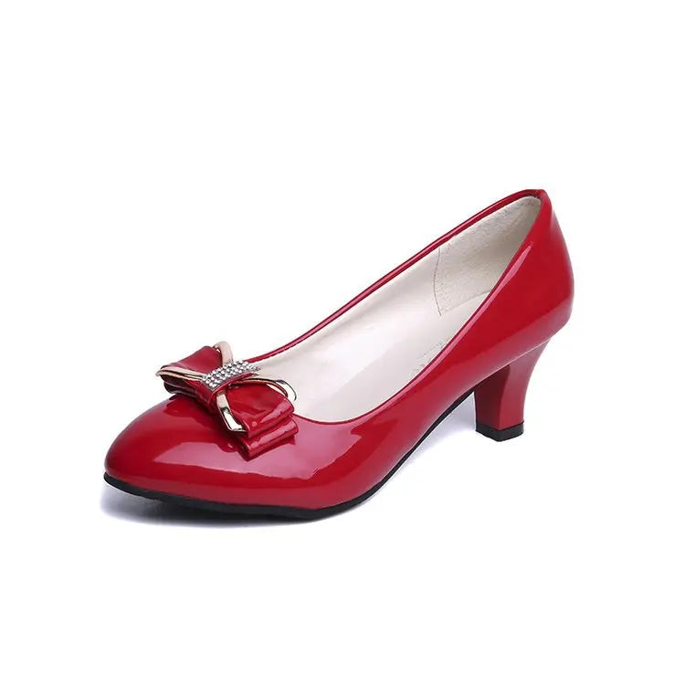 Women's Butterfly Knot Mid Heel Pumps | OWNLUXE
