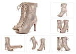 Load image into Gallery viewer, Mesh Zip Dance Ankle Boots – Cuban Heel Ballroom &amp; Latin
