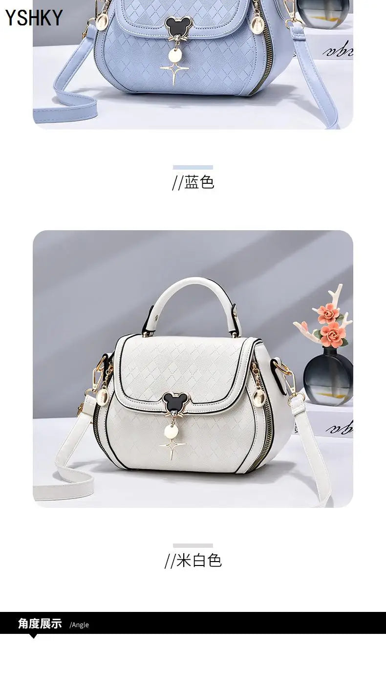Genuine Leather Tote Bag - Bow Detail Bucket Bag