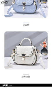Genuine Leather Tote Bag - Bow Detail Bucket Bag