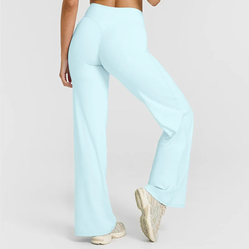 Women's Straight Leg Yoga Pants - Ultra Soft Mid-Waist Sports Trousers
