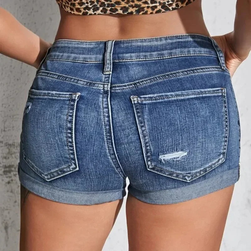 Women's Denim Slim Fit Shorts | OWNLUXE