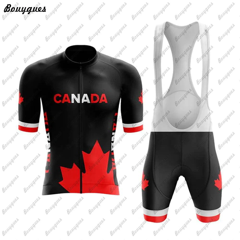 Canada Men Triathlon Short Sleeve Cycling Jersey Sets Pants | OWNLUXE
