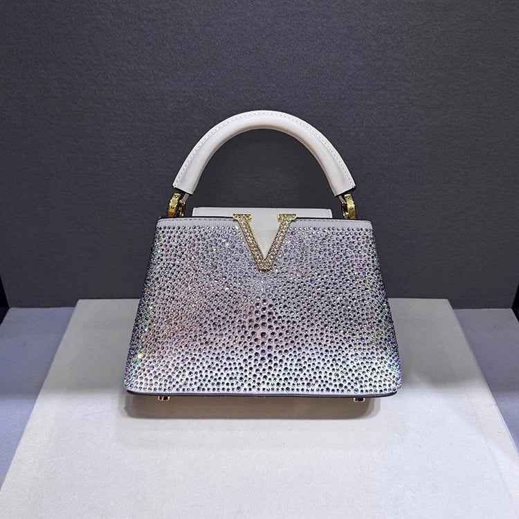 Rhinestone Embellished Leather Tote Bag - Luxury Crossbody Handbag | OWNLUXE
