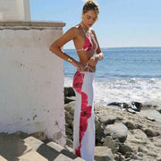 3-Piece High-Waist Bandeau Bikini Set – Printed Beachwear