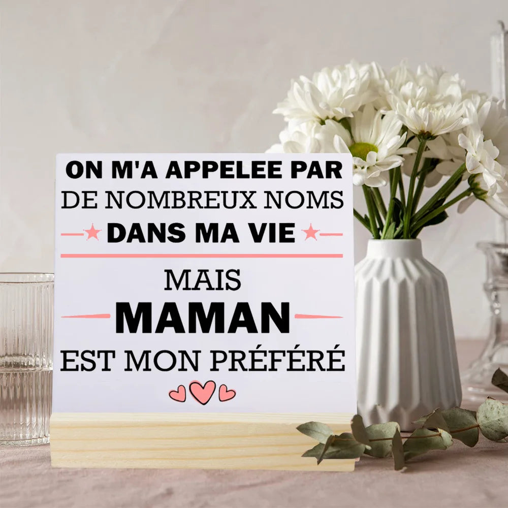 Heartfelt Ceramic Plaque Gift for Mom with Stand