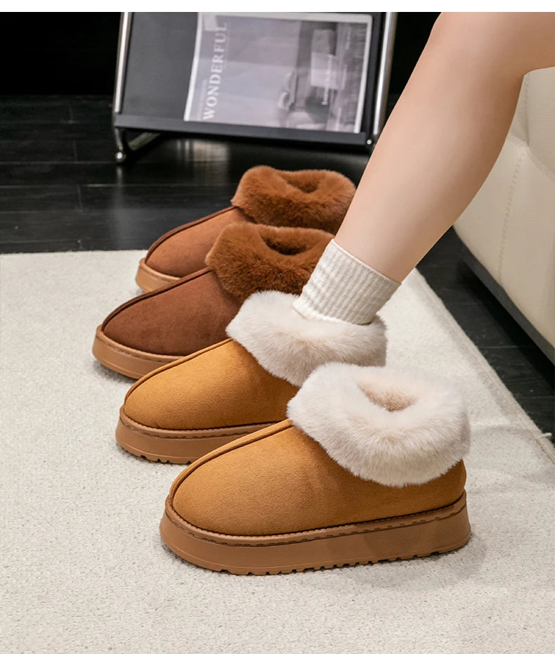 Women’s Plush Snow Boots – Faux Fur Winter Indoor Slippers