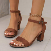 Women’s Back-Strap Heeled Sandals with Round Heel