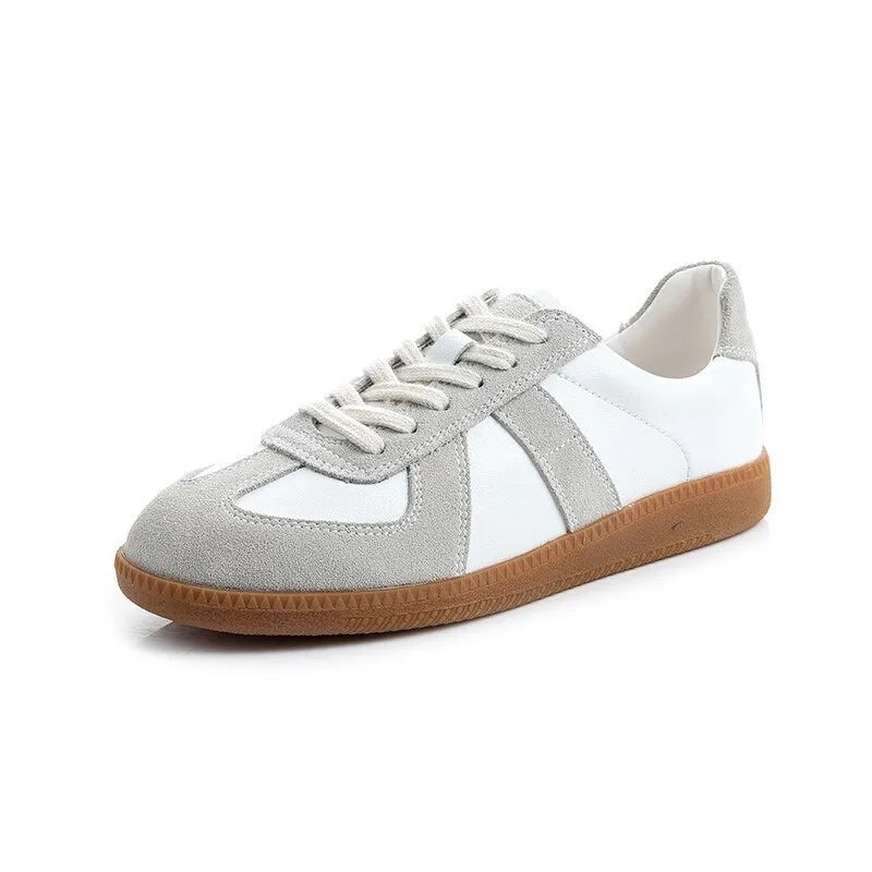 Women's Round Toe Leather Sneakers – Shop at OWNLUXE
