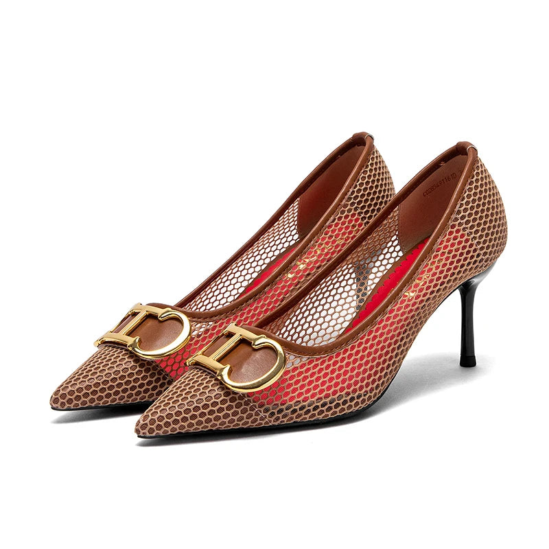 Pointed T‑Strap Heels – Sleek Canvas High Heel Pumps