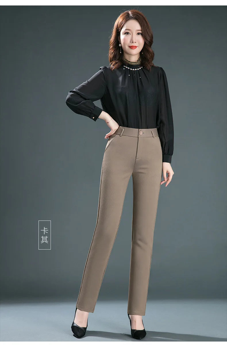 Stretch High Waist Trousers – Fashion Casual Slacks