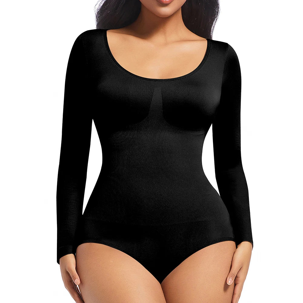 Thong Shapewear Bodysuit Long Sleeve Seamless Waist Shaper