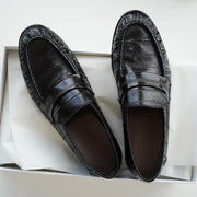 Women's Leather Retro Loafers (Black) – Shop at OWNLUXE