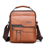 Men's Split Leather Crossbody Bag - Compact Envelope Style