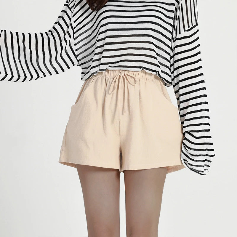 Linen High-Waist Sport Shorts | OWNLUXE