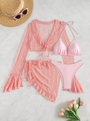 Women's Long Sleeve Lace Cropped Swim Cover-Up | OWNLUXE