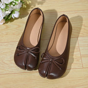 Soft Split Toe Tabi Ballet Flats Women Bowknot Leather | OWNLUXE