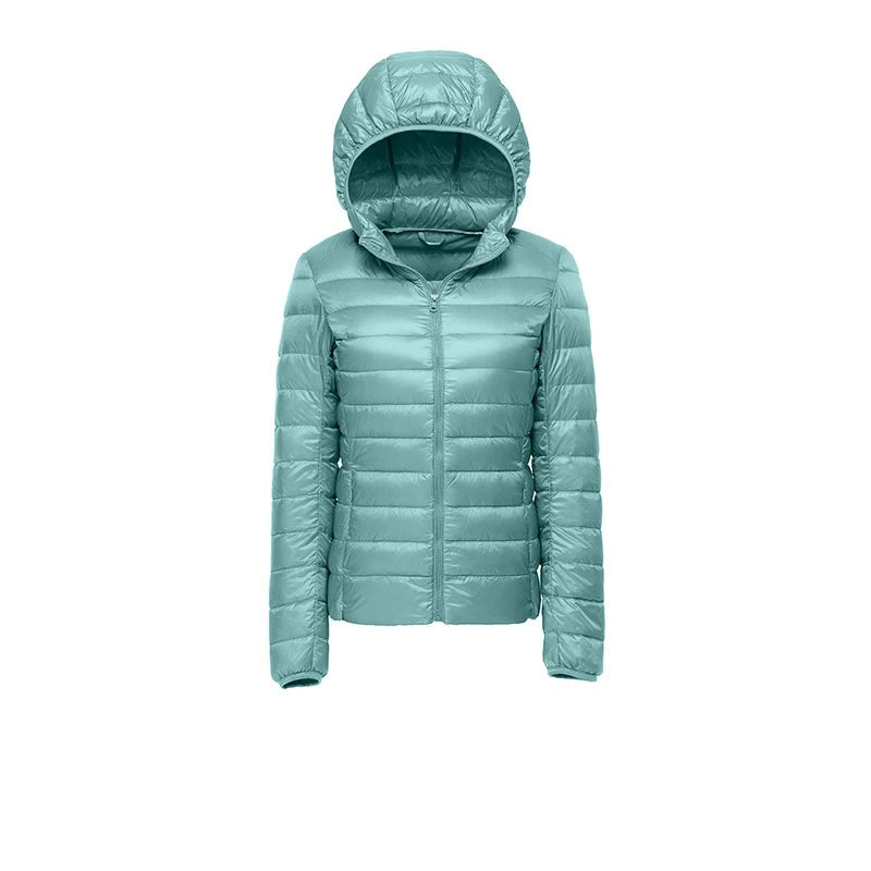 Women Hooded Short Puffer Jackets Arrivals 90 White Duck | OWNLUXE