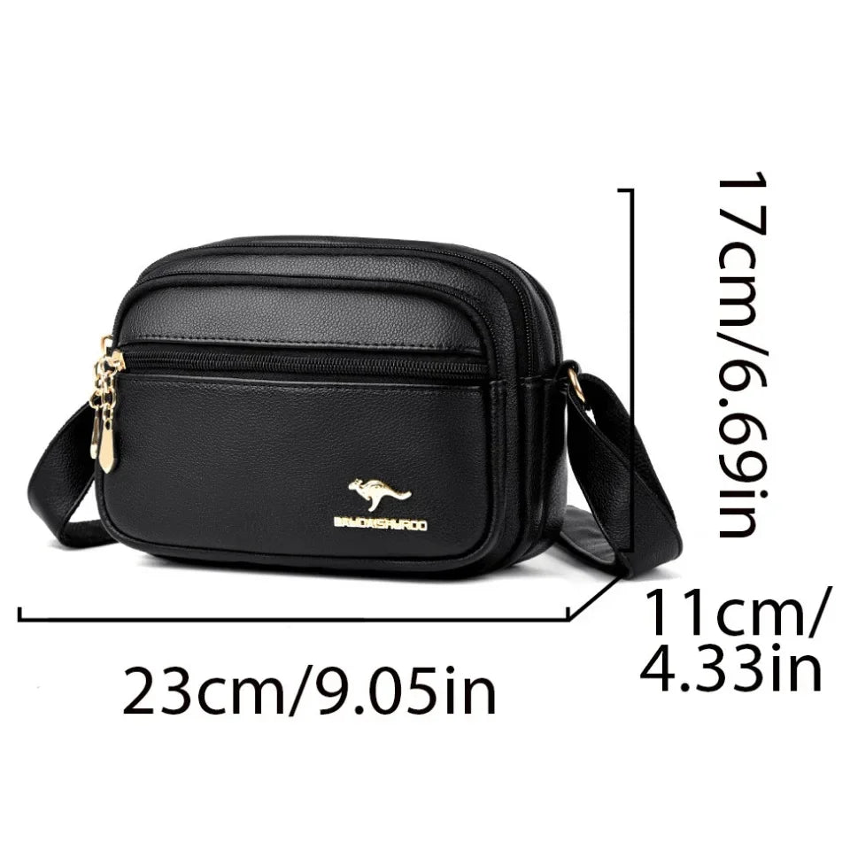 Multi-Pocket Soft Leather Crossbody Bag - Adjustable Shoulder Messenger | OWNLUXE