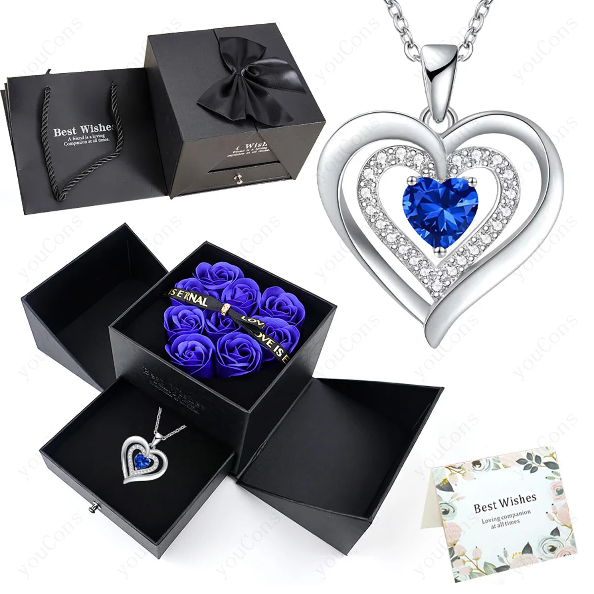 Heart Zircon Pendant Necklace – Comes in Rose Bow Gift Box | OWNLUXE