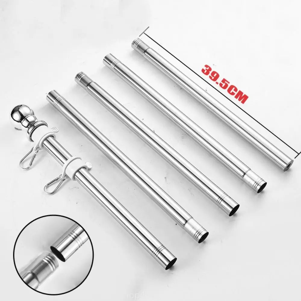 1PC Wall Mounted Mount Telescopic Flag Pole Top House Wall Bracket Base 6Ft Stand Flagpole Collapsible Yard Banner Holder