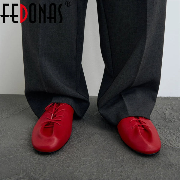 Women's Leather Loafers (Red) | OWNLUXE